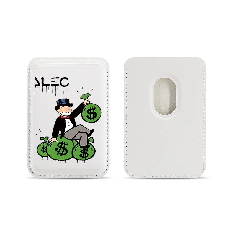 Magnetic White PU Leather Wallet Case For MagSafe iPhone