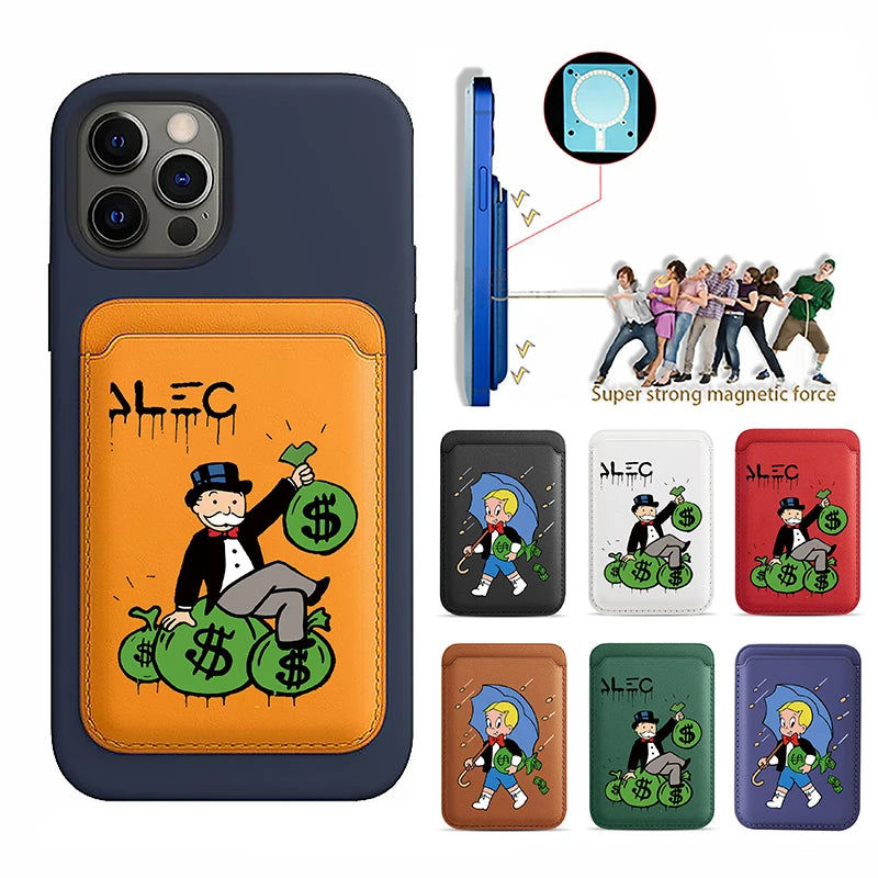 Magnetic White PU Leather Wallet Case For MagSafe iPhone