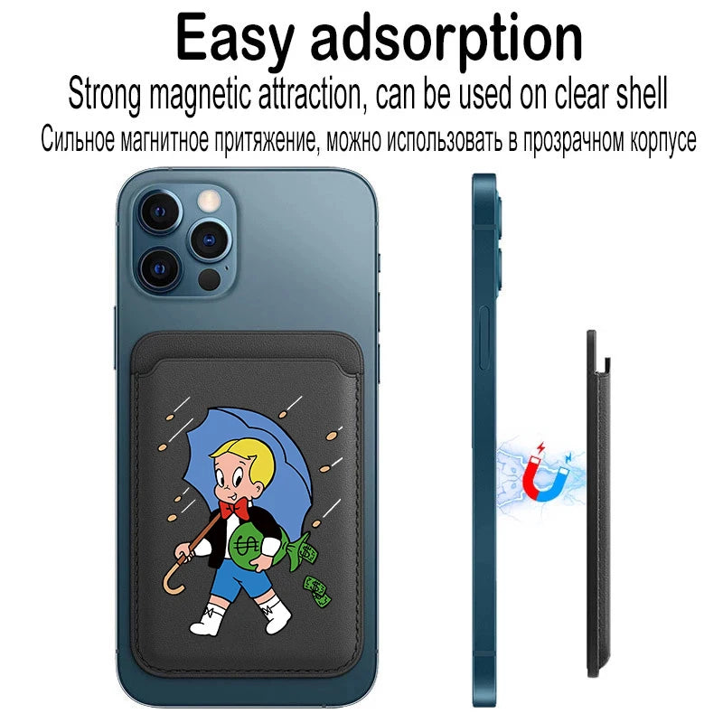 Magnetic White PU Leather Wallet Case For MagSafe iPhone