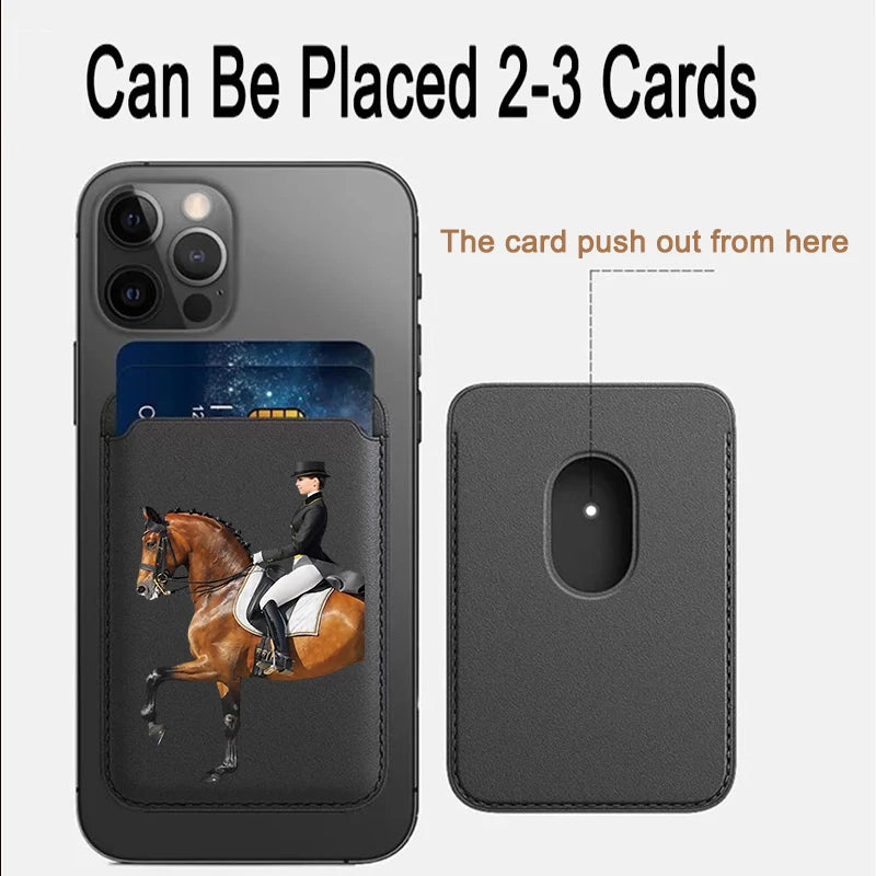 Luxury Upgrade Magnetic Racehorse PU Leather Wallet Case For MagSafe iPhone