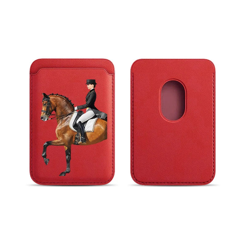Luxury Upgrade Magnetic Racehorse PU Leather Wallet Case For MagSafe iPhone