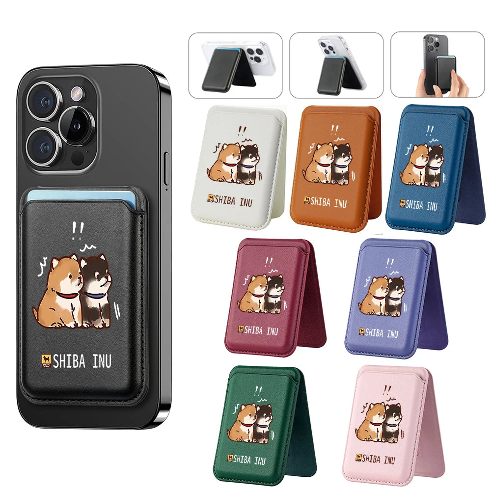 Deluxe upgrade Magnetic Shiba Inu purse Hide Stand for iPhone