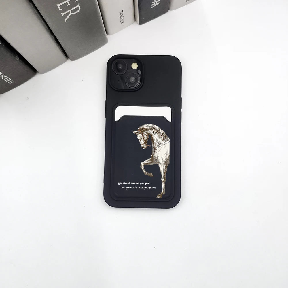 Luxury Racehorse Wallet Card Phone Case For iPhone