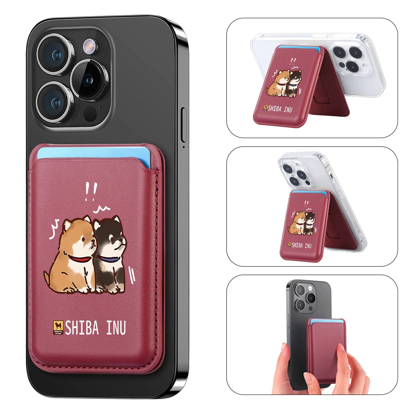 Deluxe upgrade Magnetic Shiba Inu purse Hide Stand for iPhone