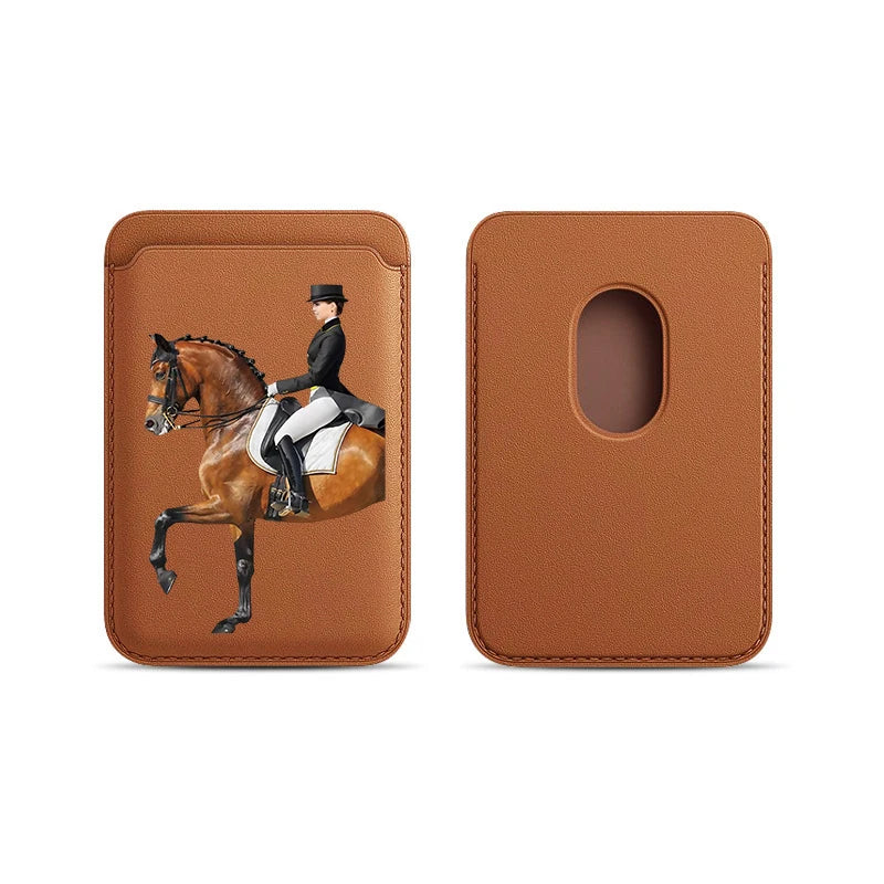 Luxury Upgrade Magnetic Racehorse PU Leather Wallet Case For MagSafe iPhone