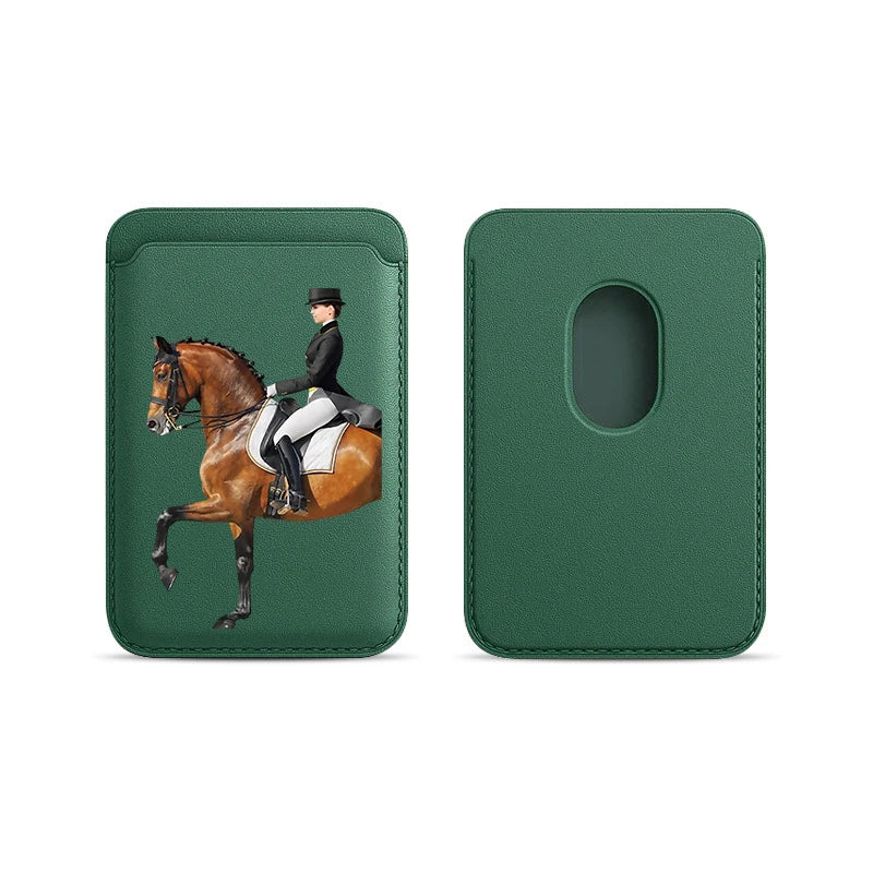 Luxury Upgrade Magnetic Racehorse PU Leather Wallet Case For MagSafe iPhone