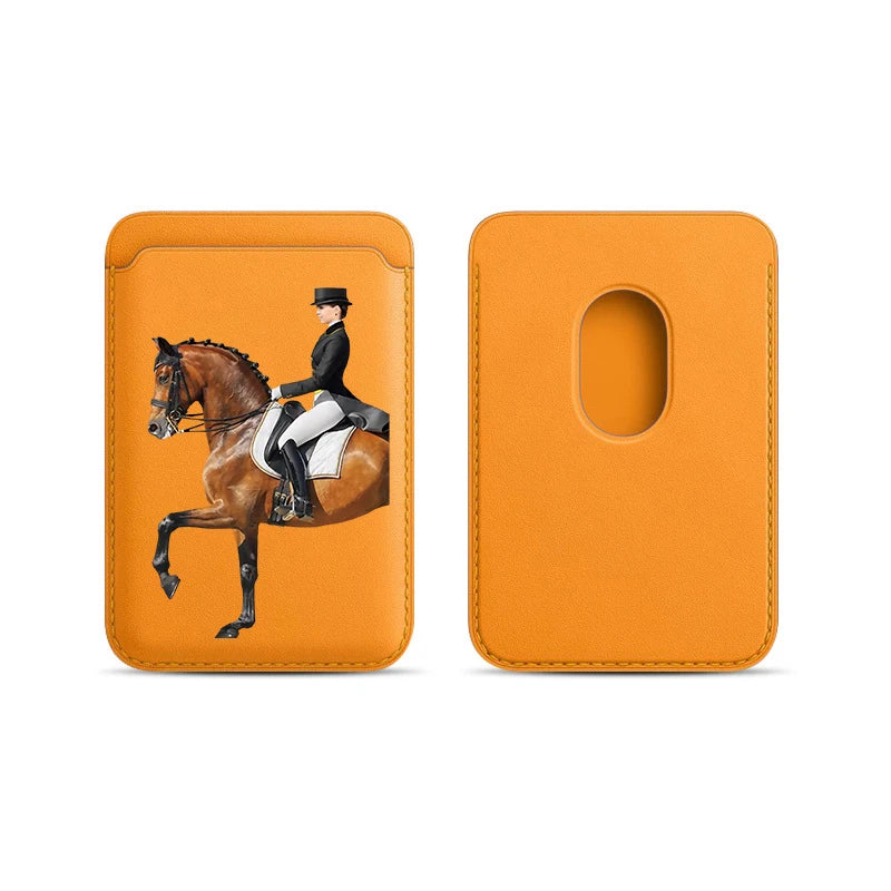 Luxury Upgrade Magnetic Racehorse PU Leather Wallet Case For MagSafe iPhone