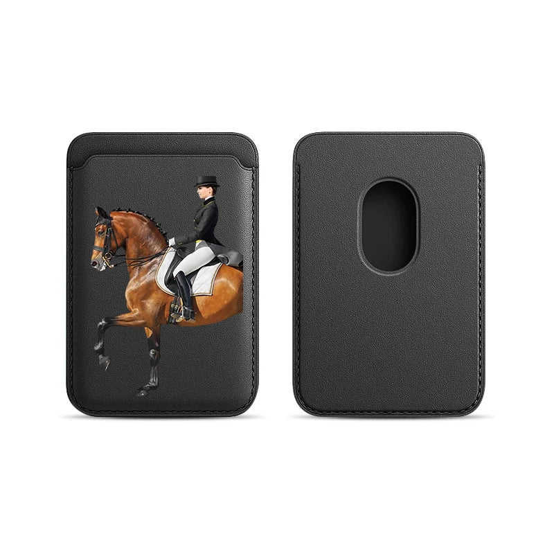 Luxury Upgrade Magnetic Racehorse PU Leather Wallet Case For MagSafe iPhone