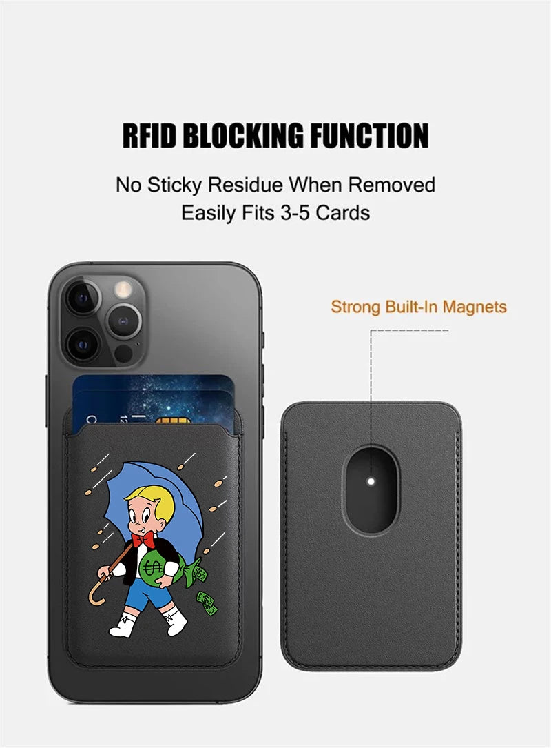 Magnetic White PU Leather Wallet Case For MagSafe iPhone